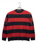 NUMBER (N)INEナンバーナイン）の古着「厚手ニット / STRIPED MOHAIR KNIT PULLOVER」｜レッド