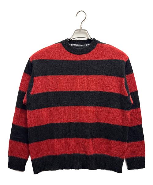NUMBER (N)INE（ナンバーナイン）NUMBER (N)INE (ナンバーナイン) 厚手ニット / STRIPED MOHAIR KNIT PULLOVER レッド サイズ:2の古着・服飾アイテム
