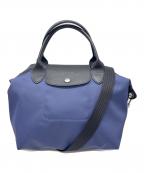 LONGCHAMPロンシャン）の古着「Sトップハンドルバッグ / ルプリアージュ」｜ブラック×ネイビー