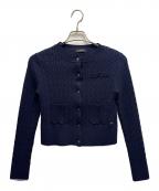 anuansアニュアンス）の古着「リトルケーブルニットカーディガン」｜ネイビー