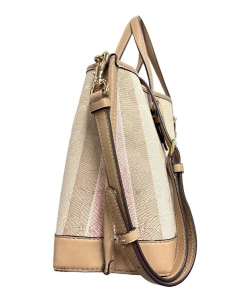 COACH（コーチ）COACH (コーチ) ショルダーバッグ / モリー トート 25 シグネチャー ジャカード ウィズ ストライプ ベージュの古着・服飾アイテム