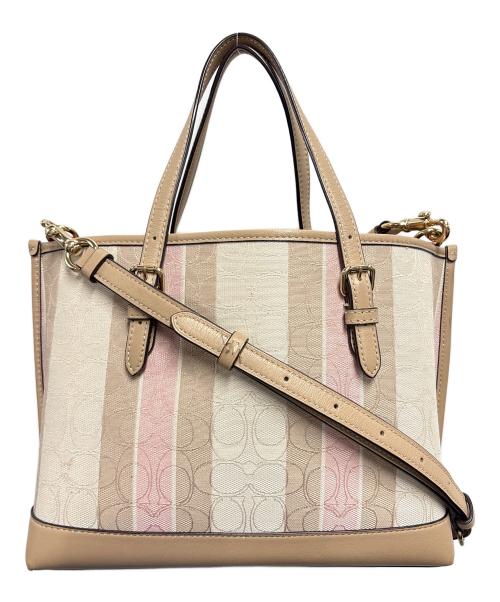 COACH（コーチ）COACH (コーチ) ショルダーバッグ / モリー トート 25 シグネチャー ジャカード ウィズ ストライプ ベージュの古着・服飾アイテム