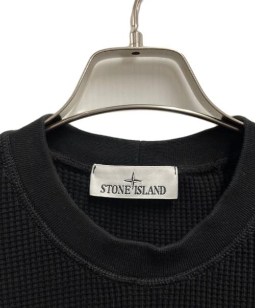 STONE ISLAND（ストーンアイランド）STONE ISLAND (ストーンアイランド) ワッフルクルーネックスウェット ブラック サイズ:Mの古着・服飾アイテム