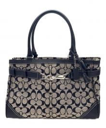 COACH（コーチ）の古着「トートバッグ / シグネチャー」｜グレー×ブラック