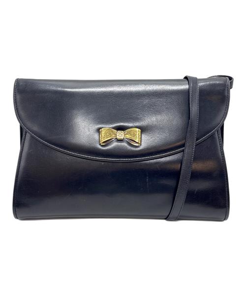 Salvatore Ferragamo（サルヴァトーレ フェラガモ）Salvatore Ferragamo (サルヴァトーレ フェラガモ) リボンショルダーバッグ ブラックの古着・服飾アイテム