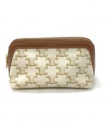 CELINE（セリーヌ）の古着「スモールコスメティックポーチ」｜ブラウン×ホワイト