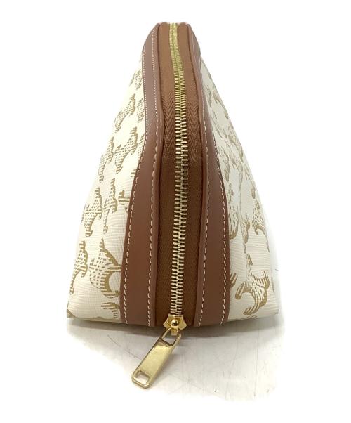 CELINE（セリーヌ）CELINE (セリーヌ) スモールコスメティックポーチ ブラウン×ホワイトの古着・服飾アイテム