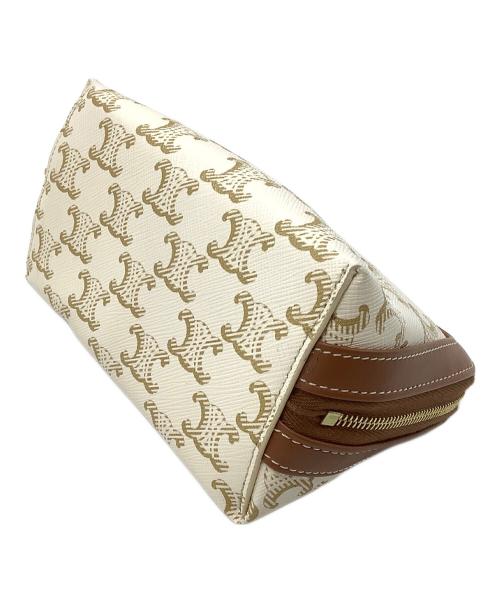 CELINE（セリーヌ）CELINE (セリーヌ) スモールコスメティックポーチ ブラウン×ホワイトの古着・服飾アイテム