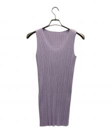 PLEATS PLEASE（プリーツプリーズ）の古着「ノースリーブ・キャミソールワンピース」｜ラベンダー