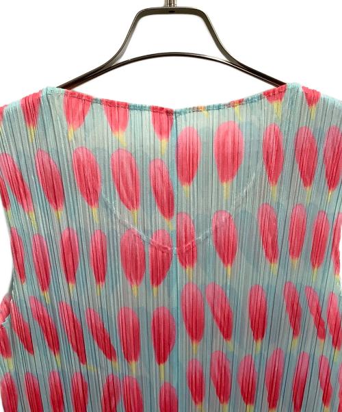 PLEATS PLEASE（プリーツプリーズ）PLEATS PLEASE (プリーツプリーズ) ノースリーブ・キャミソールワンピース ブルー×ピンク サイズ:サイズ　4の古着・服飾アイテム