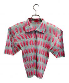 PLEATS PLEASE（プリーツプリーズ）の古着「半袖シャツ」｜ブルー×ピンク