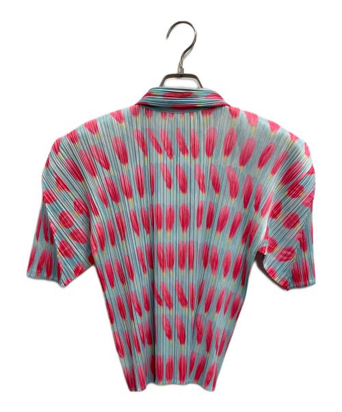 PLEATS PLEASE（プリーツプリーズ）PLEATS PLEASE (プリーツプリーズ) 半袖シャツ ブルー×ピンク サイズ:サイズ　4の古着・服飾アイテム