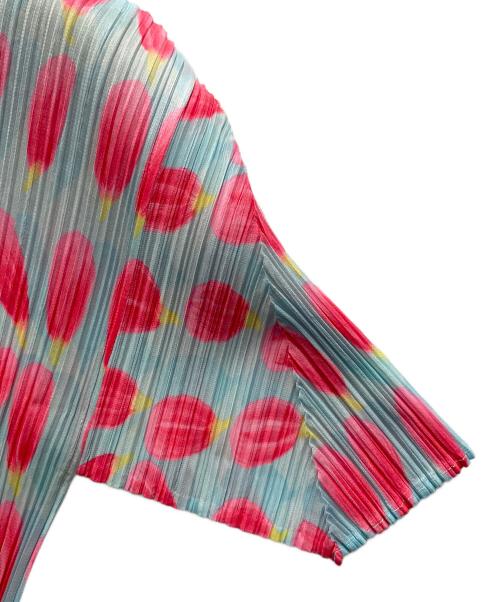 PLEATS PLEASE（プリーツプリーズ）PLEATS PLEASE (プリーツプリーズ) 半袖シャツ ブルー×ピンク サイズ:サイズ　4の古着・服飾アイテム