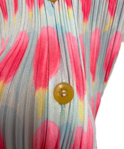 PLEATS PLEASE（プリーツプリーズ）PLEATS PLEASE (プリーツプリーズ) 半袖シャツ ブルー×ピンク サイズ:サイズ　4の古着・服飾アイテム