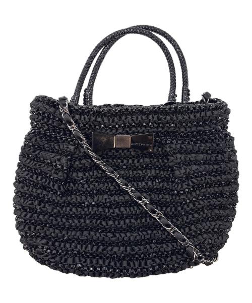 ANTEPRIMA（アンテプリマ）ANTEPRIMA (アンテプリマ) リボン付ワイヤーバッグ ブラックの古着・服飾アイテム