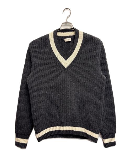 MONCLER（モンクレール）MONCLER (モンクレール) セーター グレー×ホワイト サイズ:Mの古着・服飾アイテム