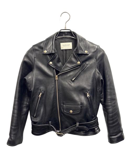 beautiful people（ビューティフルピープル）beautiful people (ビューティフルピープル) vintage leather riders jacket ブラック サイズ:150の古着・服飾アイテム