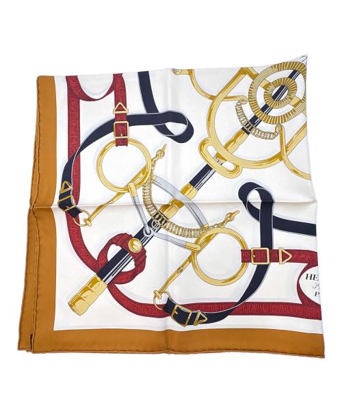 HERMES（エルメス）HERMES (エルメス) スカーフ / エプロン・ドール ブラウン×ホワイトの古着・服飾アイテム
