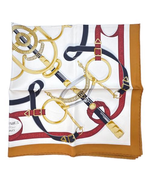 HERMES（エルメス）HERMES (エルメス) スカーフ / エプロン・ドール ブラウン×ホワイトの古着・服飾アイテム