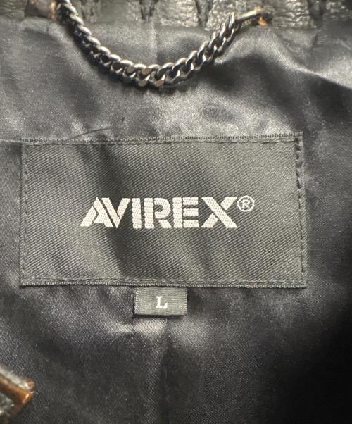 AVIREX（アヴィレックス）AVIREX (アヴィレックス) シングルライダースジャケット ブラウン サイズ:Lの古着・服飾アイテム