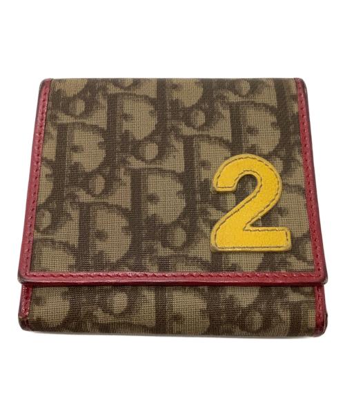 Christian Dior（クリスチャン ディオール）Christian Dior (クリスチャン ディオール) 2つ折り財布 ブラウン×レッドの古着・服飾アイテム