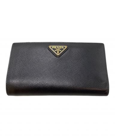 【鑑定済】プラダ 美品♡長財布 中古・古着通販】PRADA (プラダ) 長財布 ブラック｜ブランド・古着通販