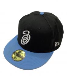 New Era×stussy（ニューエラ×ステューシー）の古着「キャップ」｜ブラック×スカイブルー