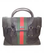 GUCCIグッチ）の古着「レザーボストンバッグ」｜ブラック
