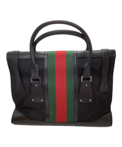GUCCI（グッチ）GUCCI (グッチ) レザーボストンバッグ ブラックの古着・服飾アイテム