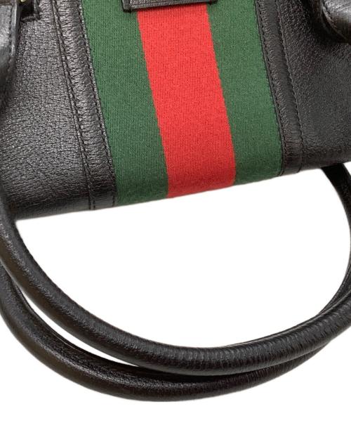 GUCCI（グッチ）GUCCI (グッチ) レザーボストンバッグ ブラックの古着・服飾アイテム