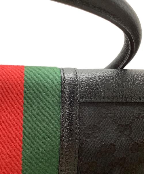 GUCCI（グッチ）GUCCI (グッチ) レザーボストンバッグ ブラックの古着・服飾アイテム