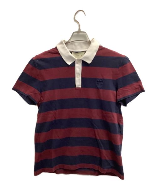 GUCCI（グッチ）GUCCI (グッチ) ポロシャツ ネイビー×ボルドー サイズ:Lの古着・服飾アイテム