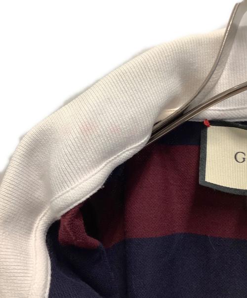 GUCCI（グッチ）GUCCI (グッチ) ポロシャツ ネイビー×ボルドー サイズ:Lの古着・服飾アイテム