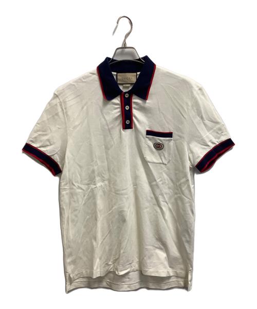 GUCCI（グッチ）GUCCI (グッチ) ポロシャツ アイボリー×ネイビー サイズ:XXLの古着・服飾アイテム