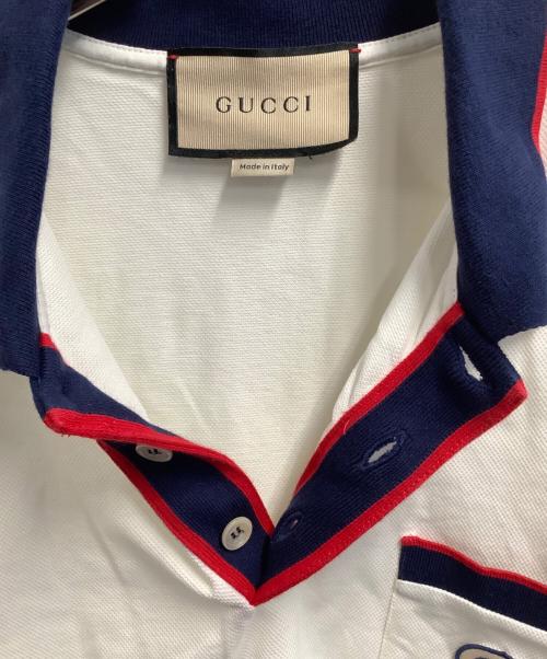 GUCCI（グッチ）GUCCI (グッチ) ポロシャツ アイボリー×ネイビー サイズ:XXLの古着・服飾アイテム