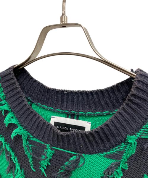 MAISON SPECIAL（メゾンスペシャル）MAISON SPECIAL (メゾンスペシャル) 厚手ニット グリーン×ネイビー サイズ:1の古着・服飾アイテム
