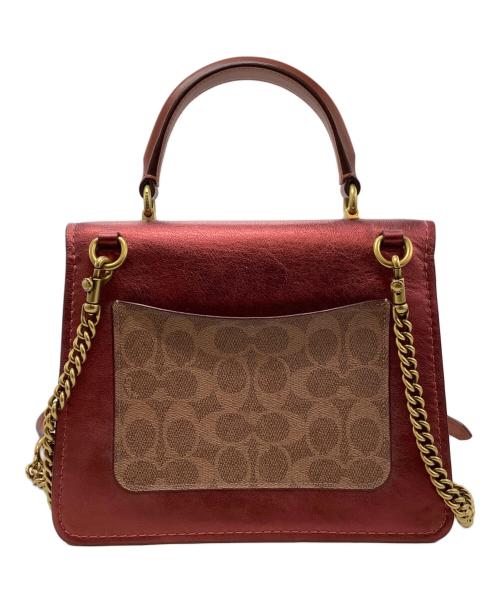 COACH（コーチ）COACH (コーチ) チェーンショルダーバッグ レッド×ブラウンの古着・服飾アイテム