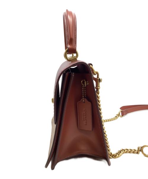COACH（コーチ）COACH (コーチ) チェーンショルダーバッグ レッド×ブラウンの古着・服飾アイテム