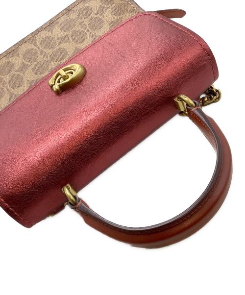COACH（コーチ）COACH (コーチ) チェーンショルダーバッグ レッド×ブラウンの古着・服飾アイテム