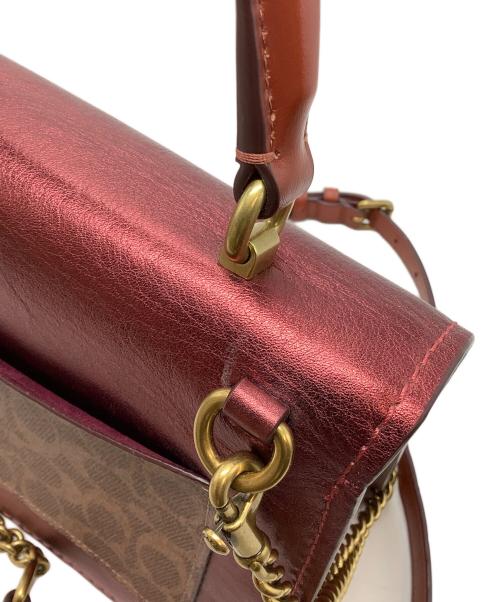 COACH（コーチ）COACH (コーチ) チェーンショルダーバッグ レッド×ブラウンの古着・服飾アイテム