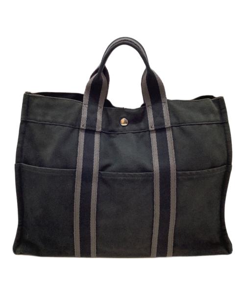 HERMES（エルメス）HERMES (エルメス) キャンバストートバッグ ブラックの古着・服飾アイテム