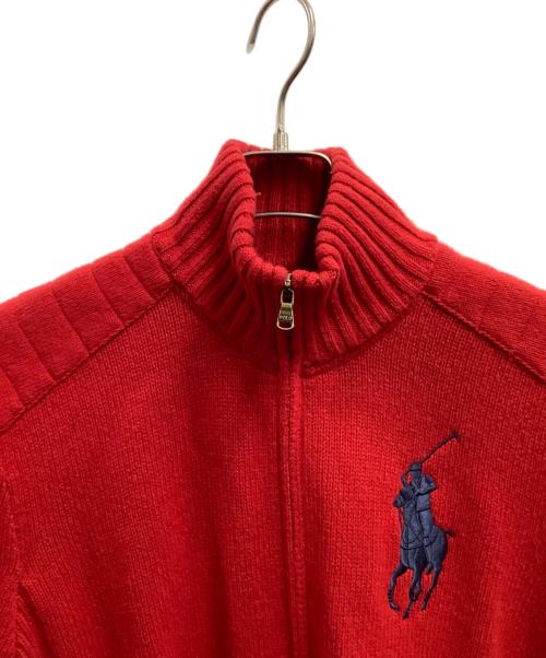POLO RALPH LAUREN（ポロ・ラルフローレン）POLO RALPH LAUREN (ポロ・ラルフローレン) 厚手ジップアップニット レッド サイズ:Mの古着・服飾アイテム