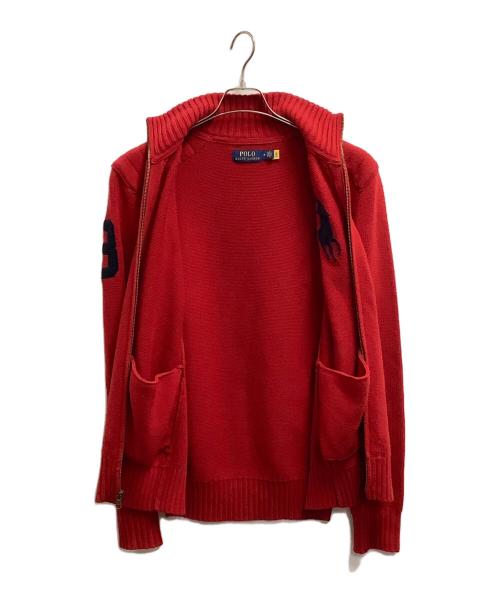 POLO RALPH LAUREN（ポロ・ラルフローレン）POLO RALPH LAUREN (ポロ・ラルフローレン) 厚手ジップアップニット レッド サイズ:Mの古着・服飾アイテム