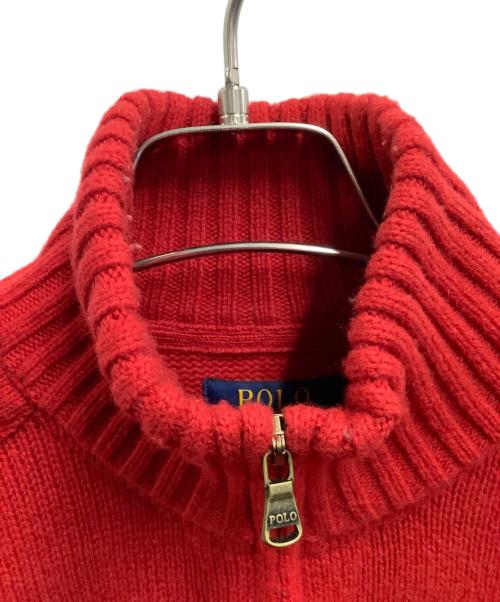 POLO RALPH LAUREN（ポロ・ラルフローレン）POLO RALPH LAUREN (ポロ・ラルフローレン) 厚手ジップアップニット レッド サイズ:Mの古着・服飾アイテム