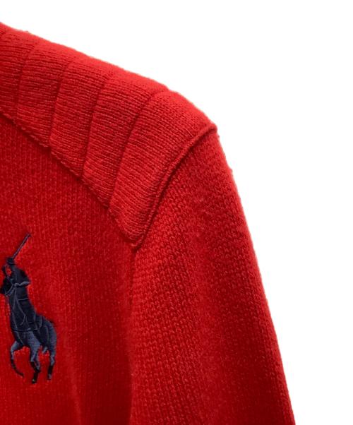 POLO RALPH LAUREN（ポロ・ラルフローレン）POLO RALPH LAUREN (ポロ・ラルフローレン) 厚手ジップアップニット レッド サイズ:Mの古着・服飾アイテム