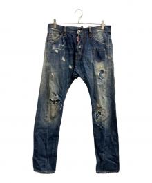 DSQUARED2（ディースクエアード）の古着「ダメージ加工デニムパンツ」｜ネイビー