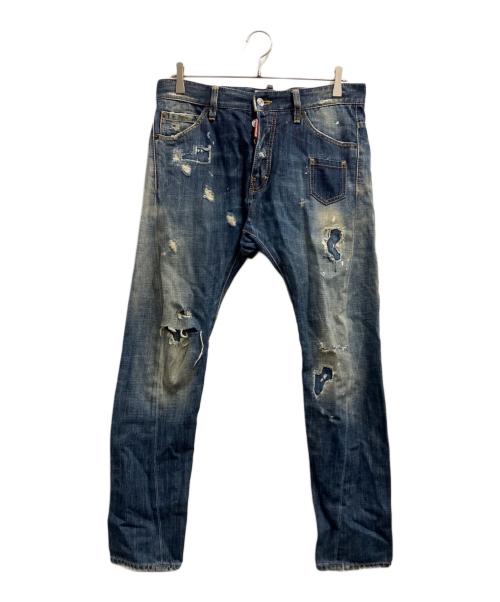 DSQUARED2（ディースクエアード）DSQUARED2 (ディースクエアード) ダメージ加工デニムパンツ ネイビー サイズ:46の古着・服飾アイテム