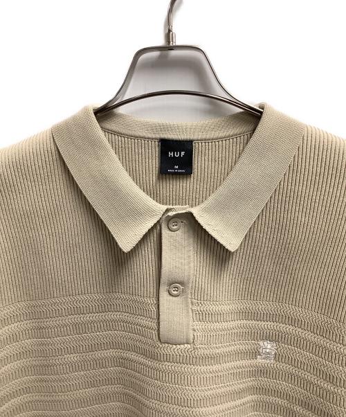 HUF（ハフ）HUF (ハフ) ニットポロシャツ ベージュ サイズ:Mの古着・服飾アイテム