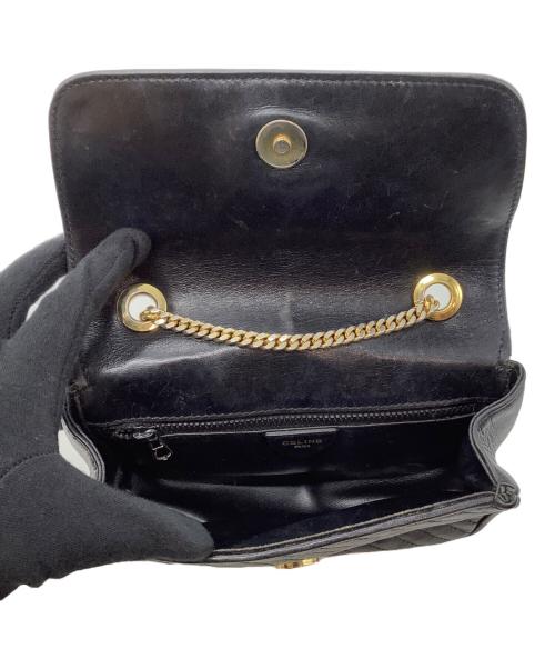 CELINE（セリーヌ）CELINE (セリーヌ) キルティングレザーチェーンショルダーバッグ 金具ハガレ・ブラックの古着・服飾アイテム