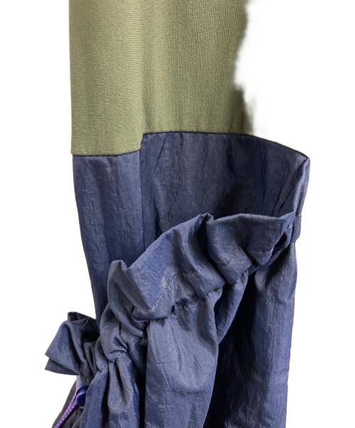 UN3D.（アンスリード）UN3D. (アンスリード) サイドギャザーポケットワンピース グリーン×ネイビー サイズ:SIZE 38の古着・服飾アイテム
